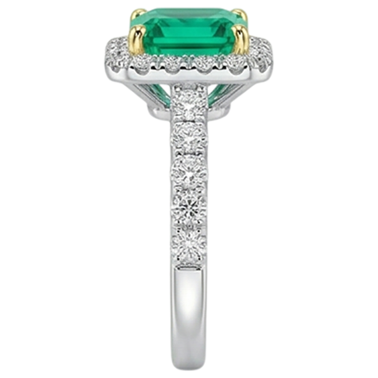 Émeraude Bague avec Gemme 3,50 carats Or Deux Tons 14 Carats – vue arrière