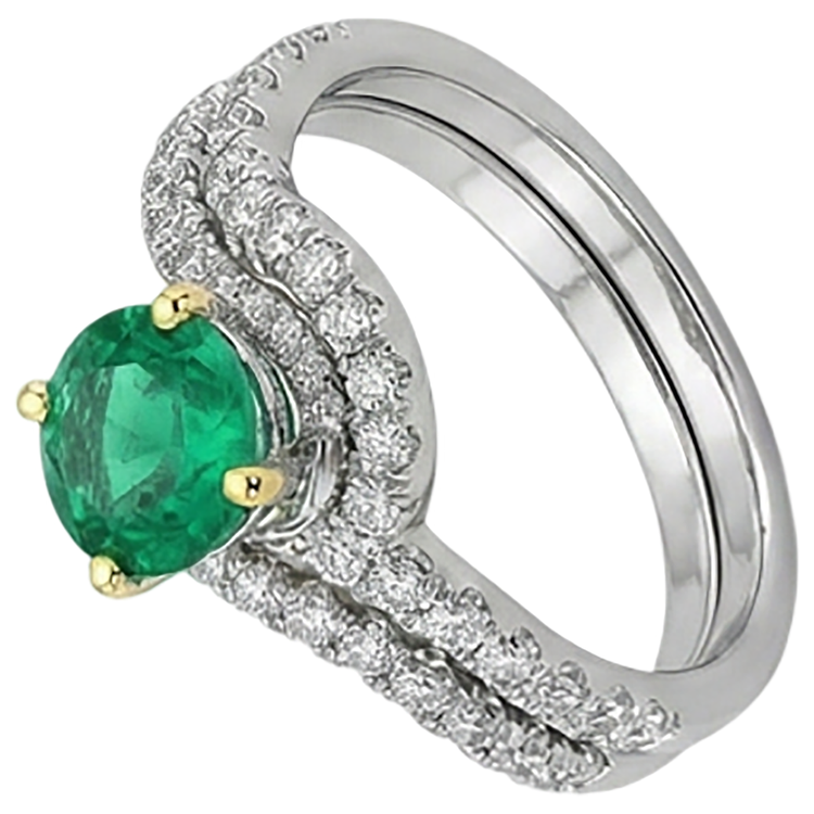 Émeraude Colombienne Bague Pierre de Couleur – vue d'angle