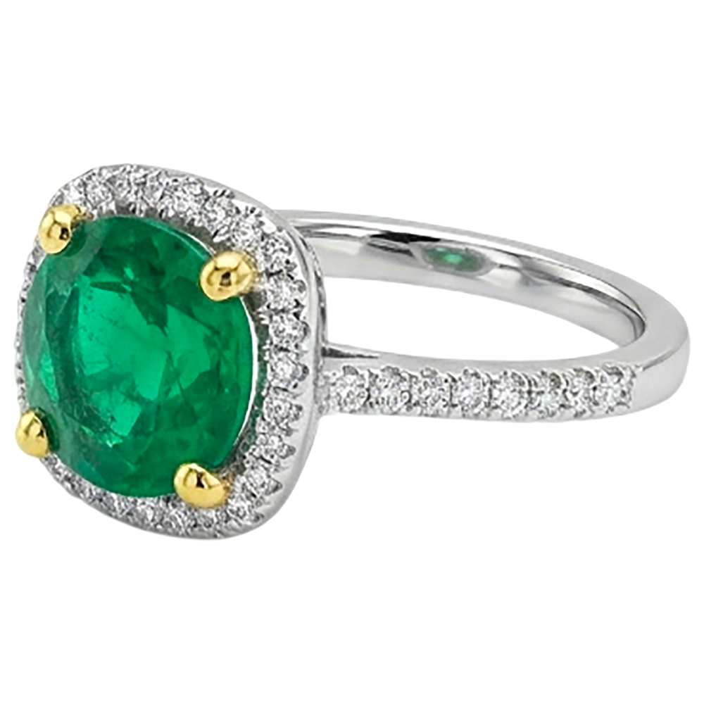 Émeraude Colombienne Bague Pierre Précieuse 4-carats Or 14K Bicolore – vue arrière