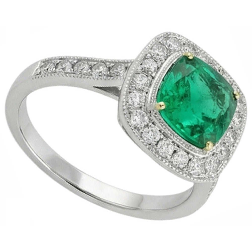 Émeraude Colombienne Bague Pierre de Couleur 2-carats Or Bicolore 14 Carats – vue arrière