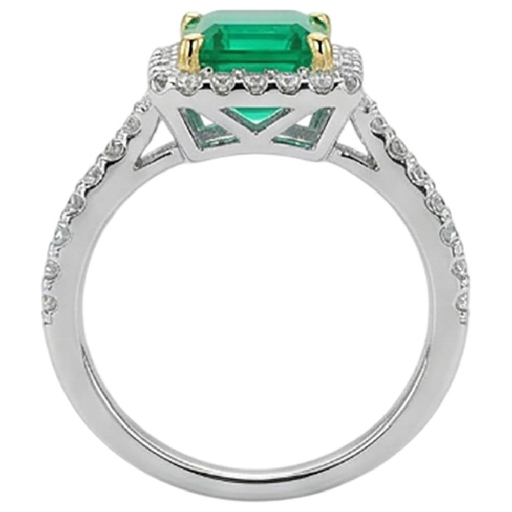 Émeraude Colombienne Bague avec Gemme – vue arrière