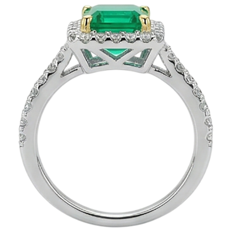 Émeraude Colombienne Bague avec Gemme – vue arrière