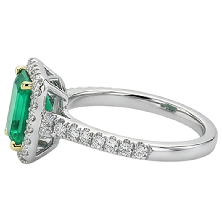 Émeraude Colombienne Bague avec Gemme 2-carats Or Bicolore 14 Carats – vue de dessus