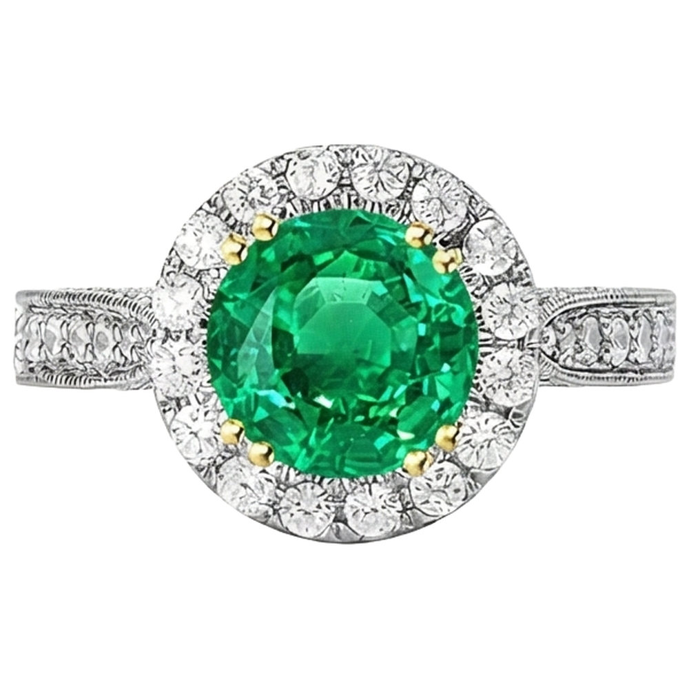 Émeraude Colombienne Bague Pierre Précieuse – vue de face