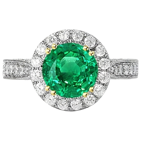 Émeraude Colombienne Bague Pierre Précieuse – vue de face