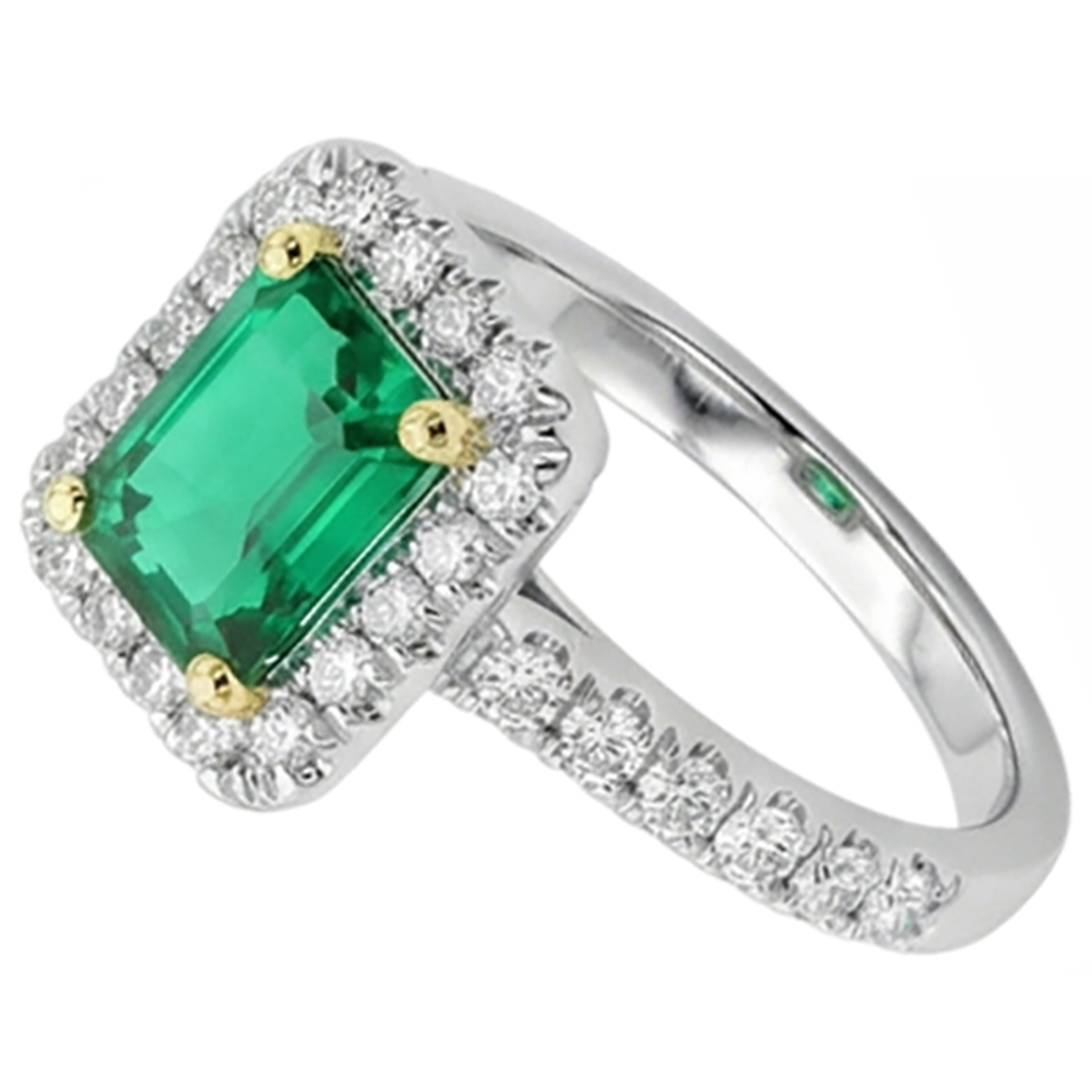 Émeraude Colombienne Bague Pierre de Couleur – vue de côté
