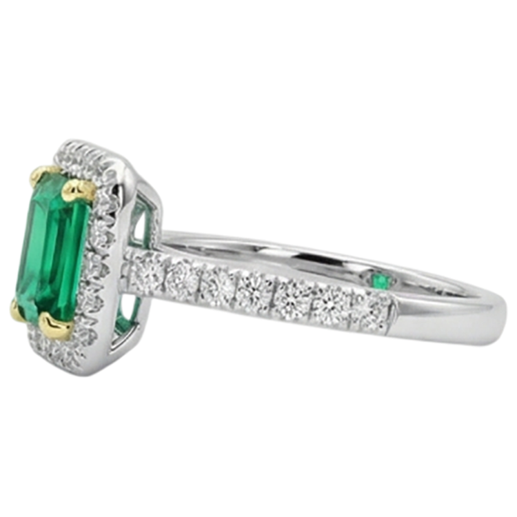 Sur mesure Émeraude Colombienne Bague Pierre de Couleur 2 carats – vue de profil
