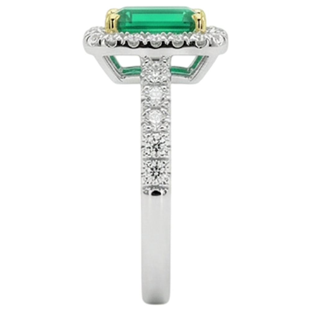 Sur mesure Émeraude Colombienne Bague Pierre de Couleur 2 carats – vue de dessus