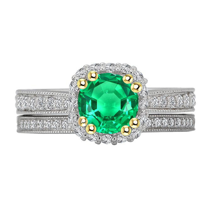Artisanal Émeraude Fine Bague Pierre de Couleur 2,50 carats – vue principale