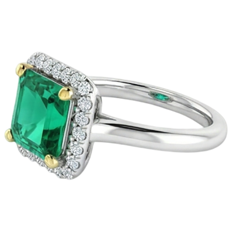 Émeraude Fine Bague Pierre de Couleur – vue de profil
