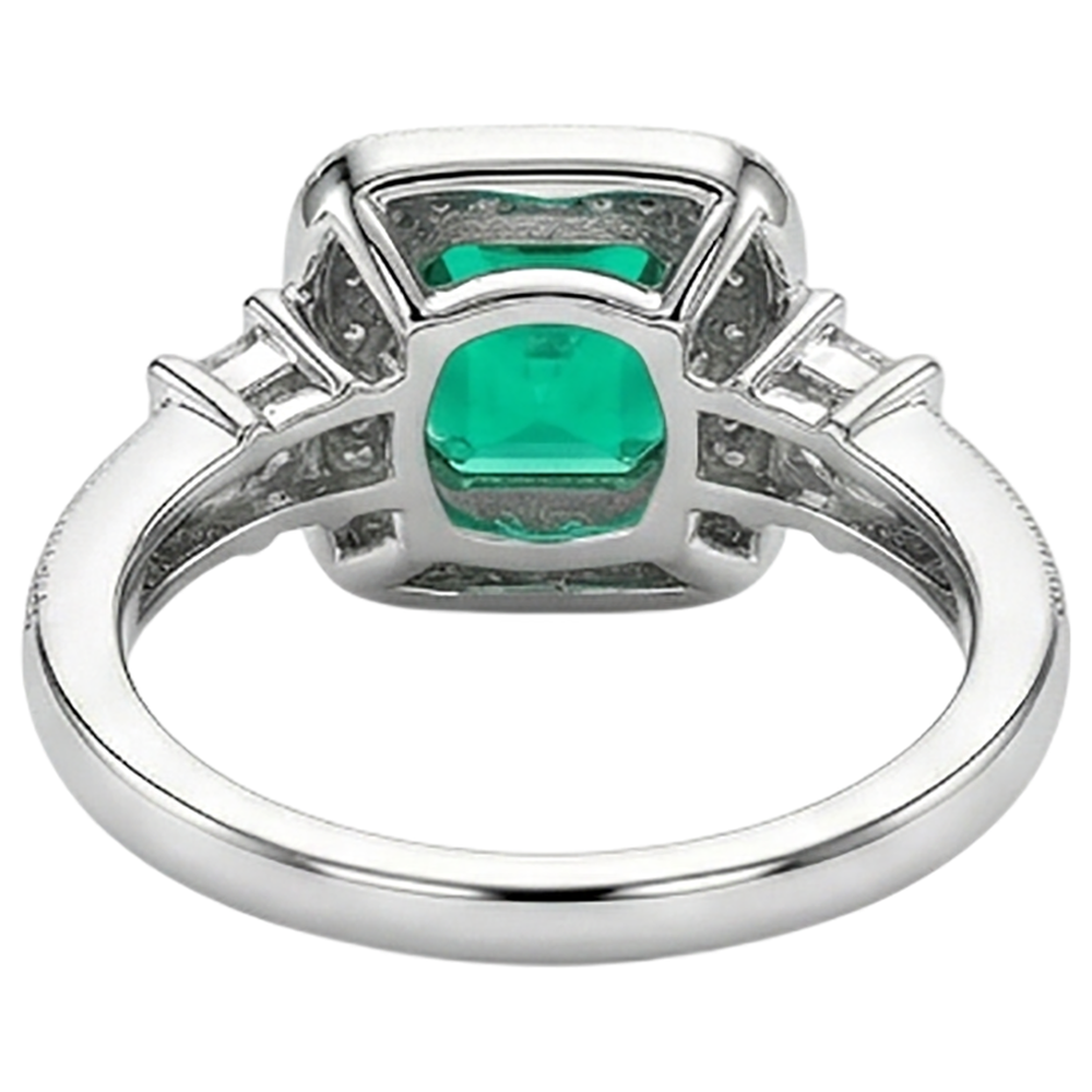 Taille Émeraude Émeraude Fine bague en Or Bicolore 14 Carats – vue arrière