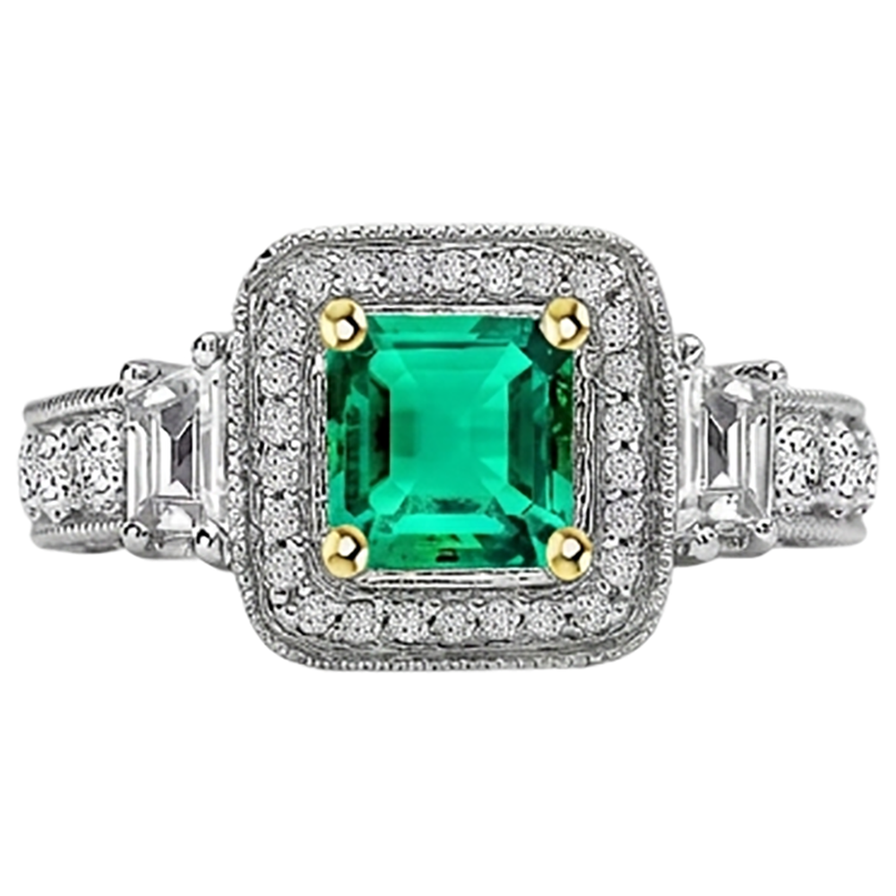 Émeraude Fine Bague Pierre de Couleur – vue d'angle