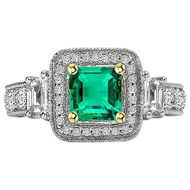Émeraude Fine Bague Pierre de Couleur – vue d'angle