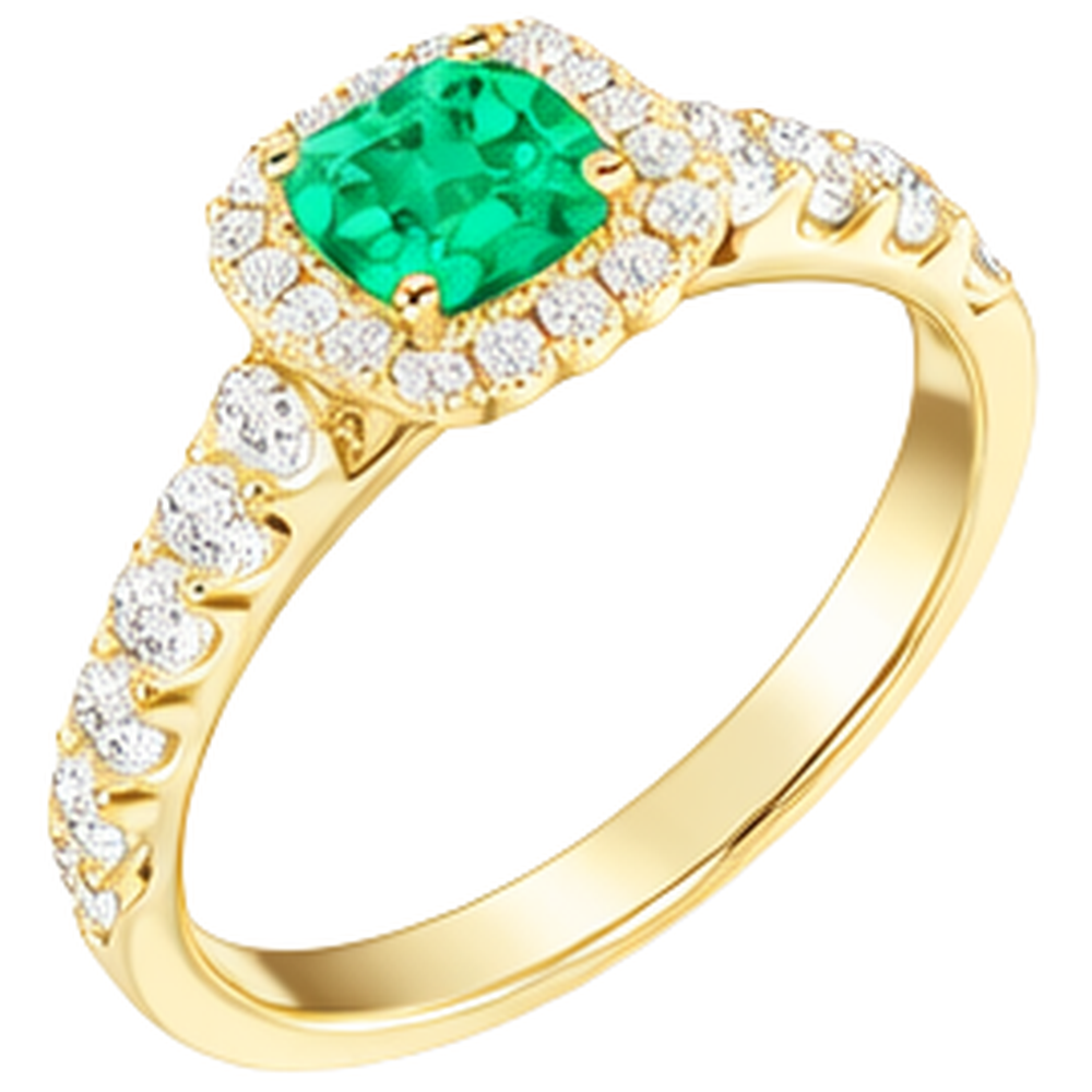 Émeraude Bague avec Gemme 2 carats Or Jaune 14 Carats – vue de profil
