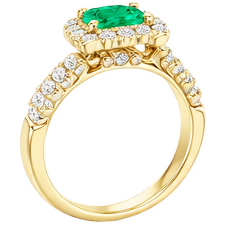 Émeraude Bague avec Gemme 2 carats Or Jaune 14 Carats – vue de dessus
