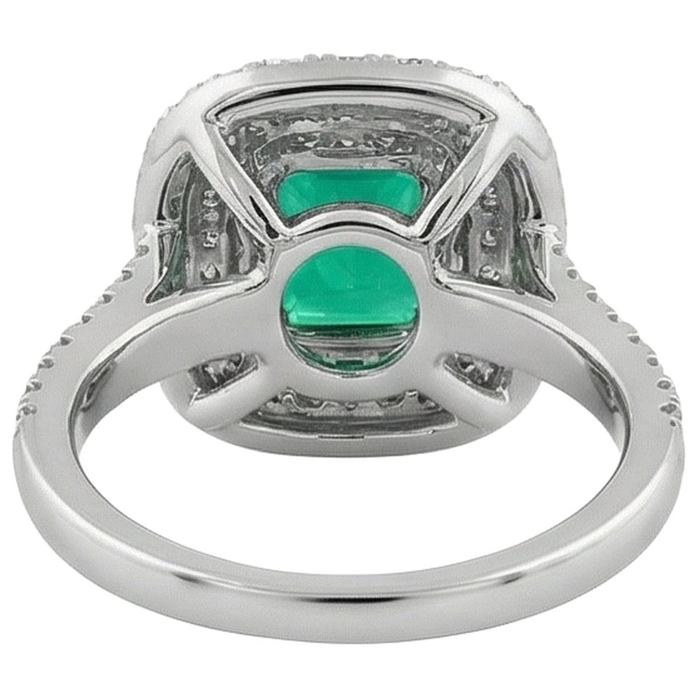 Émeraude Taille Émeraude Bague Pierre Précieuse en Or Bicolore 14 Carats – vue arrière