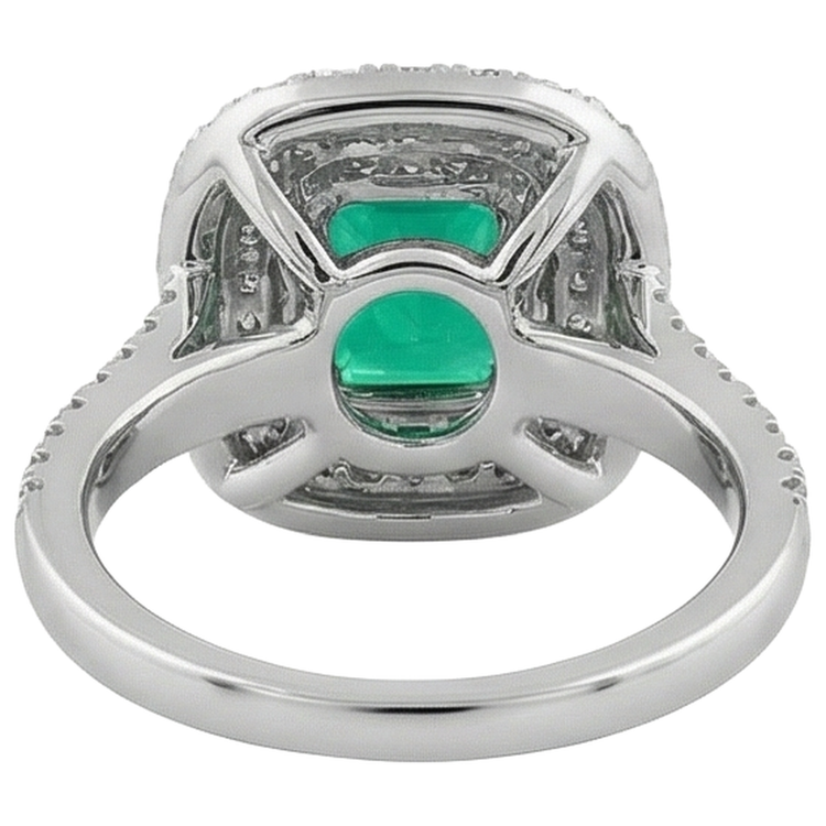 Émeraude Taille Émeraude Bague Pierre Précieuse en Or Bicolore 14 Carats – vue arrière
