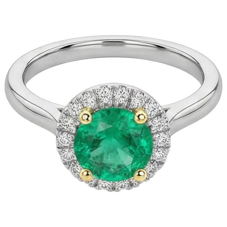 Émeraude Fine Bague avec Gemme – vue de face