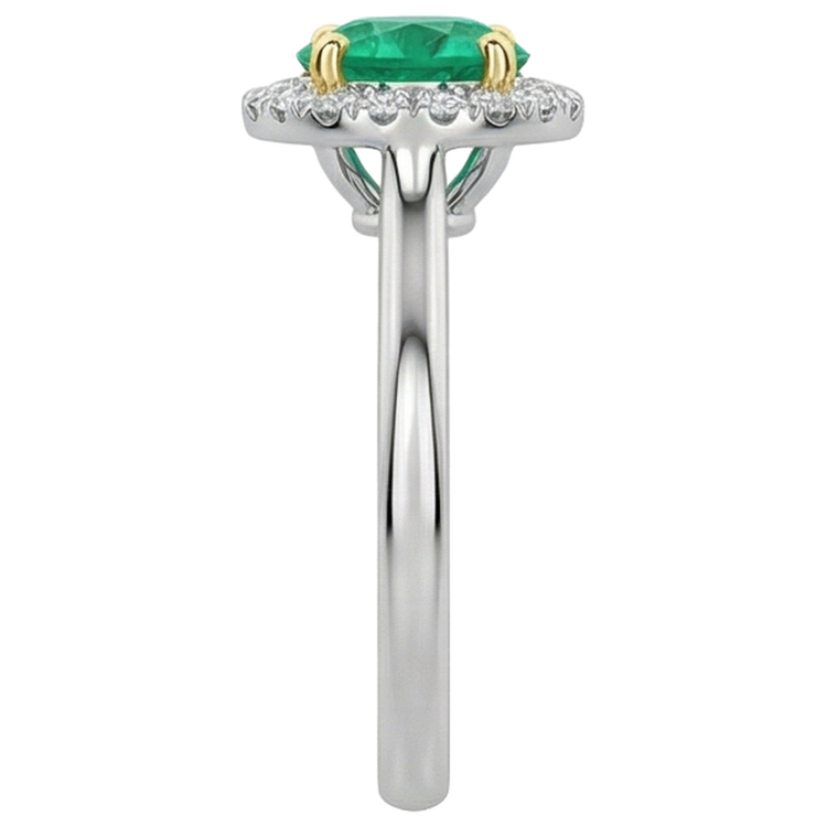 Taille Ronde Émeraude Fine bague en Or Bicolore 14 Carats – vue de dessus