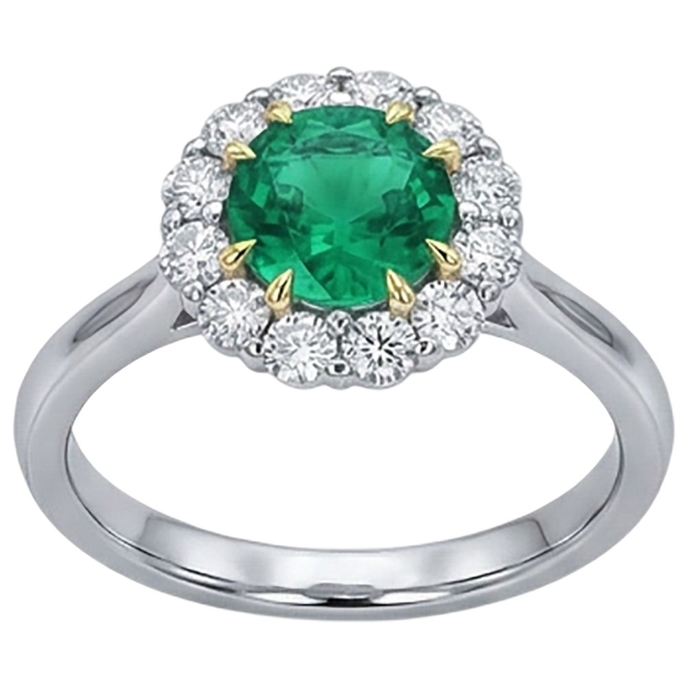 Émeraude Bague Pierre de Couleur 2,50 carats Or Bicolore 14 Carats – vue de profil