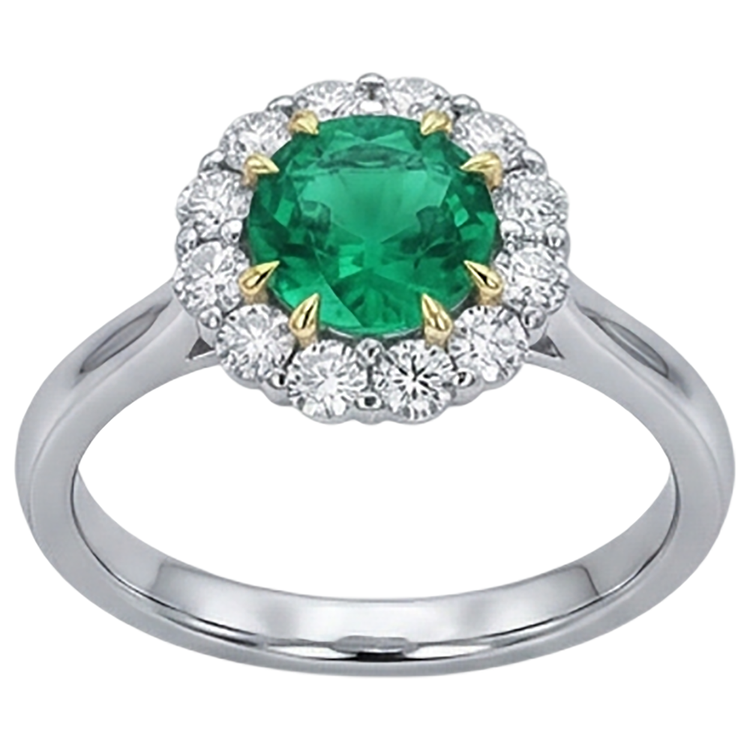 Émeraude Bague Pierre de Couleur 2,50 carats Or Bicolore 14 Carats – vue de profil