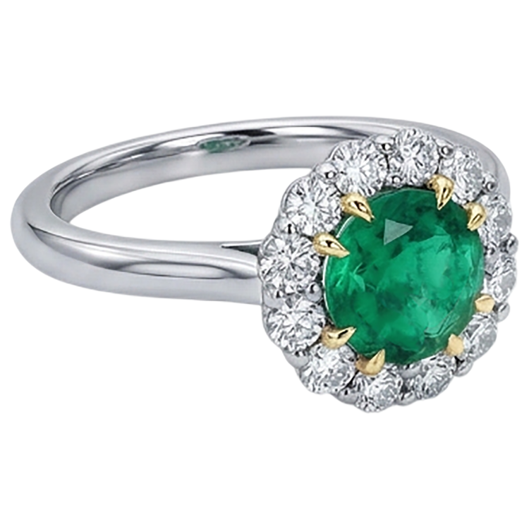 Haut de gamme Émeraude Bague Pierre de Couleur 2,50 carats – vue d'angle