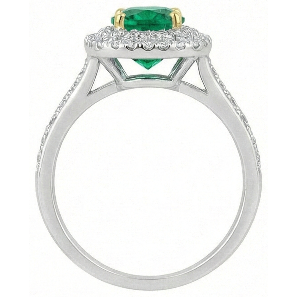 Émeraude Bague Pierre de Couleur 2 carats Or Deux Tons 14 Carats – vue de profil