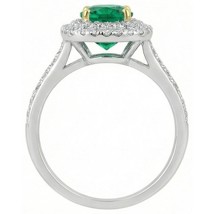 Émeraude Bague Pierre de Couleur 2 carats Or Deux Tons 14 Carats – vue de profil