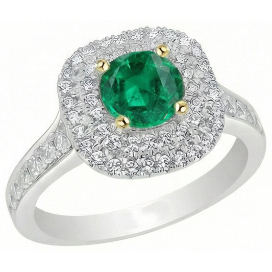 Émeraude Bague Pierre de Couleur – vue de face