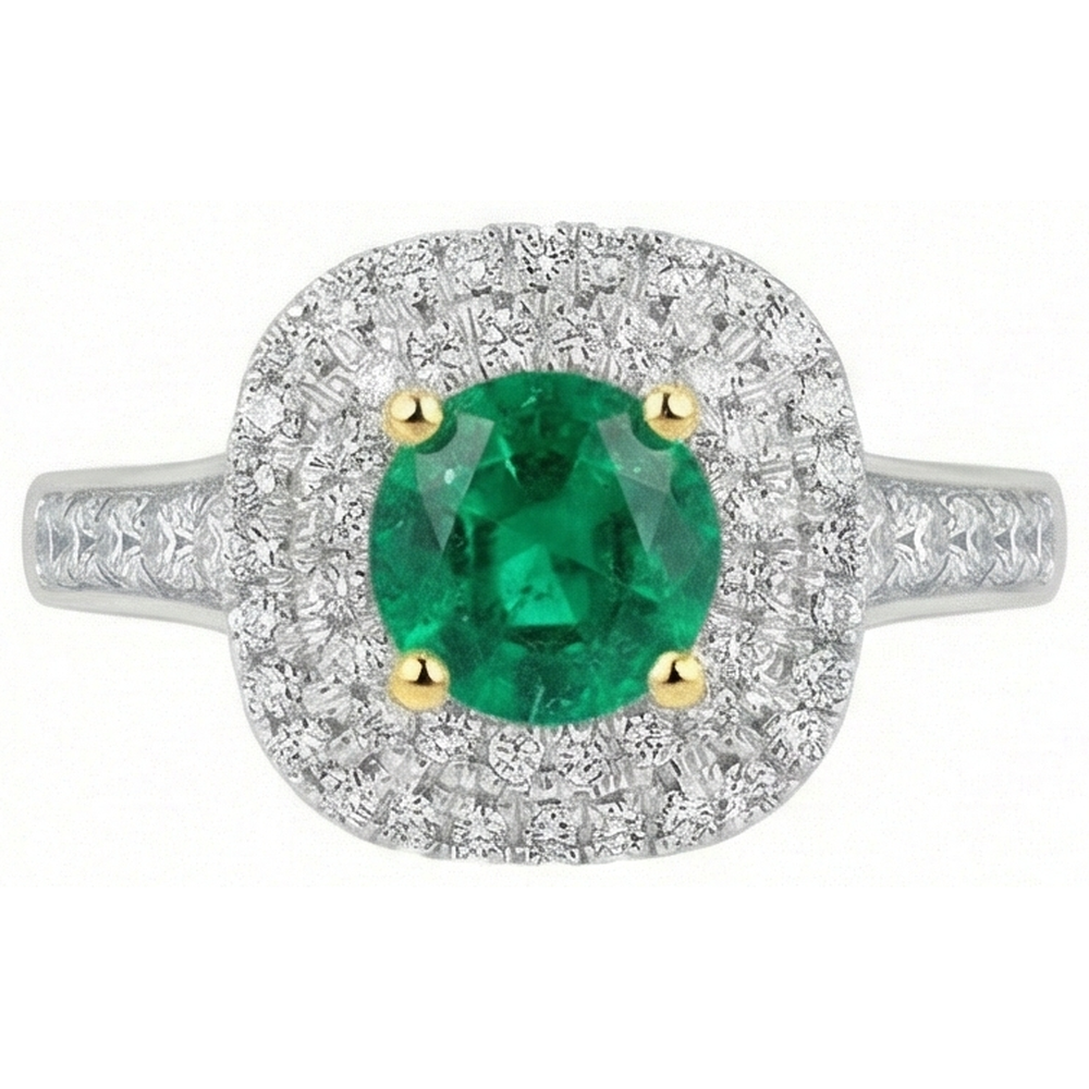 Exquis Émeraude Bague Pierre de Couleur 2 carats – vue de côté
