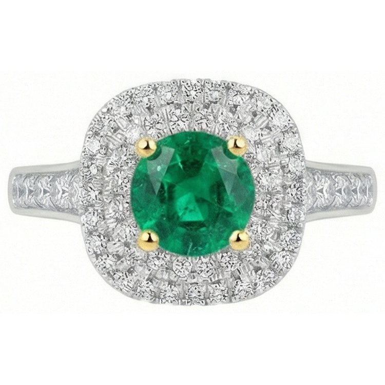 Exquis Émeraude Bague Pierre de Couleur 2 carats – vue de côté