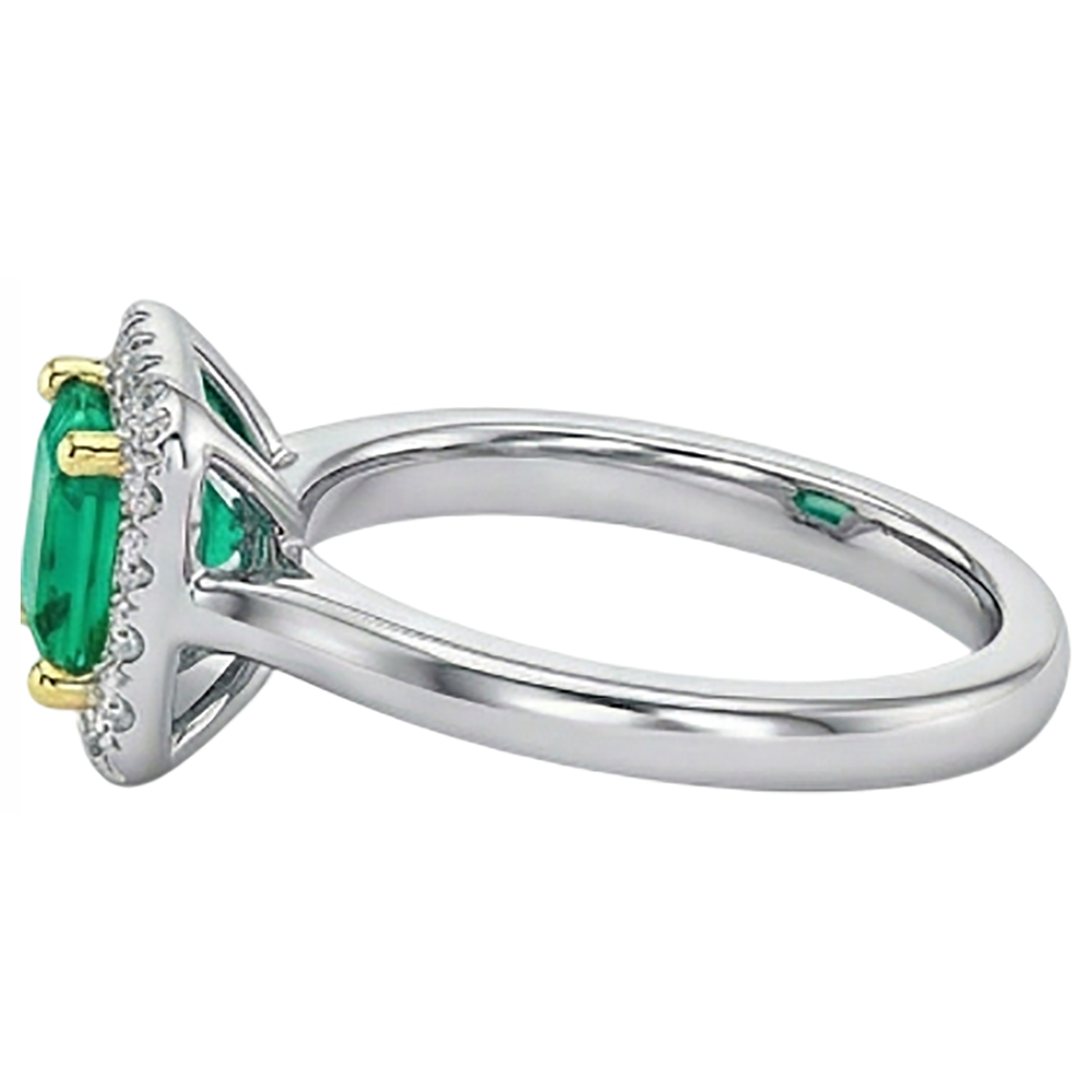 Émeraude Colombienne Bague avec Gemme – vue de profil