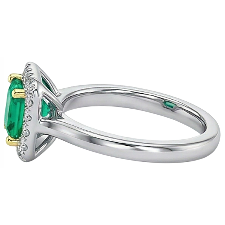 Émeraude Colombienne Bague avec Gemme – vue de profil