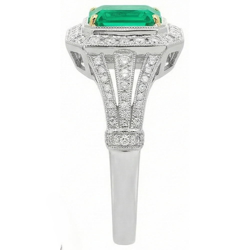Émeraude Bague Pierre Précieuse 4-carats Or Deux Tons 14 Carats – vue d'angle