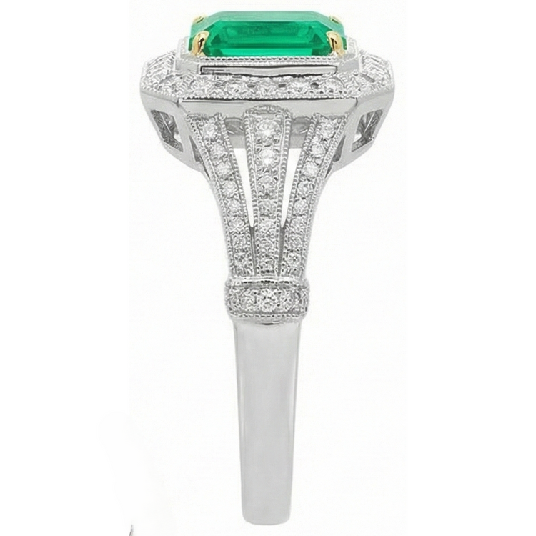 Émeraude Bague Pierre Précieuse 4-carats Or Deux Tons 14 Carats – vue d'angle