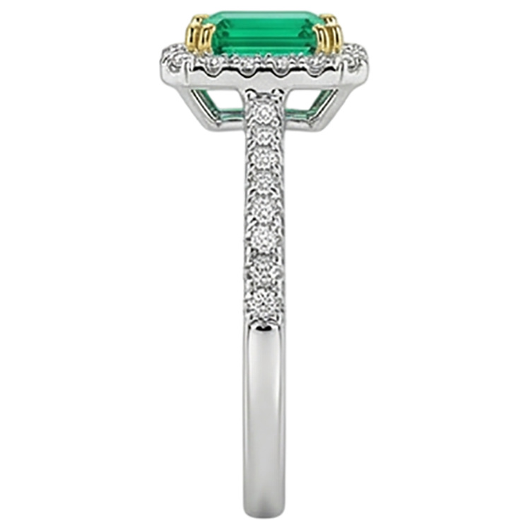 Émeraude Fine Bague avec Gemme 1,50 carats Or Bicolore 14 Carats – vue détaillée
