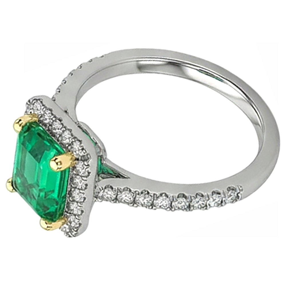 Sur mesure Émeraude Colombienne Bague Pierre Précieuse 2 carats – vue d'angle