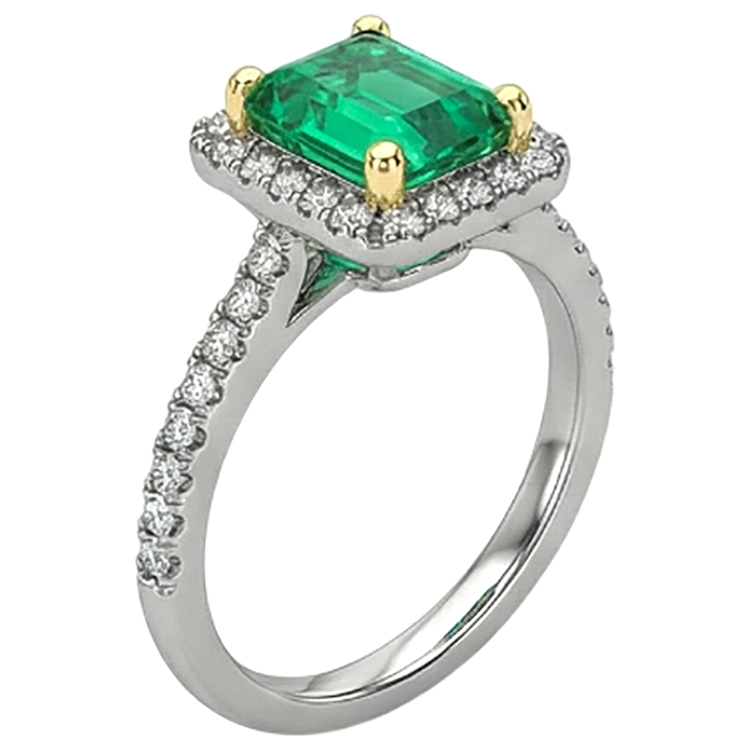 Sur mesure Émeraude Colombienne Bague Pierre Précieuse 2 carats – vue de face