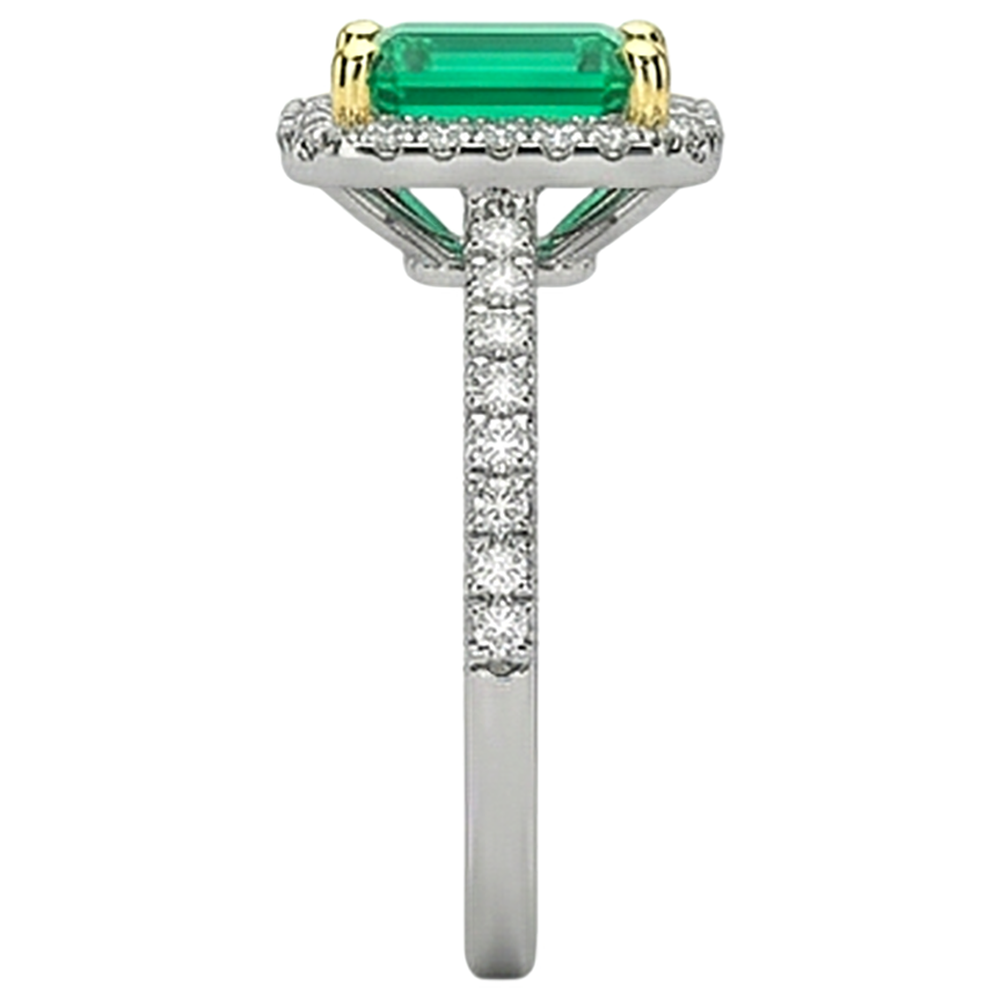 Sur mesure Émeraude Colombienne Bague Pierre Précieuse 2 carats – vue de dessus