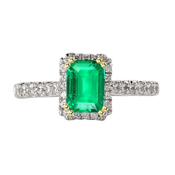 Exquis Bague Pierre Précieuse avec Émeraude Fine GIA Certifié