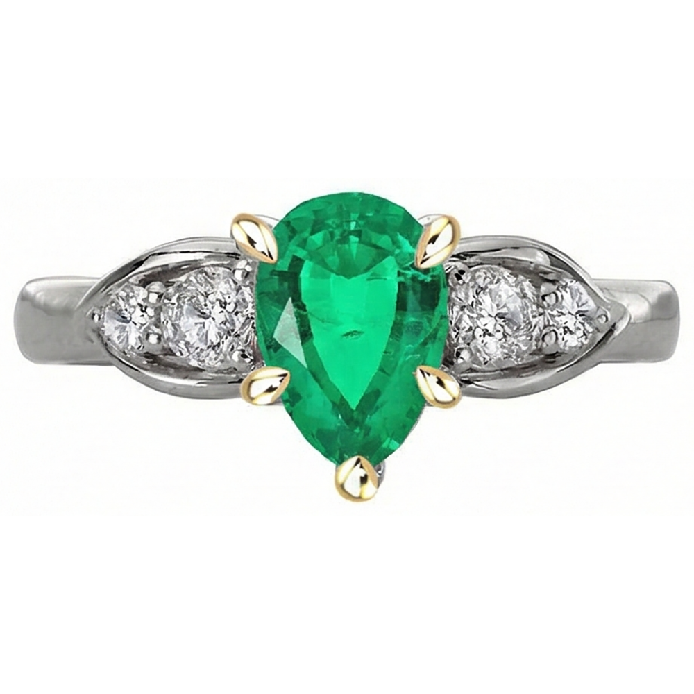 Artisanal Émeraude Fine Bague Pierre de Couleur 2 carats – vue de profil