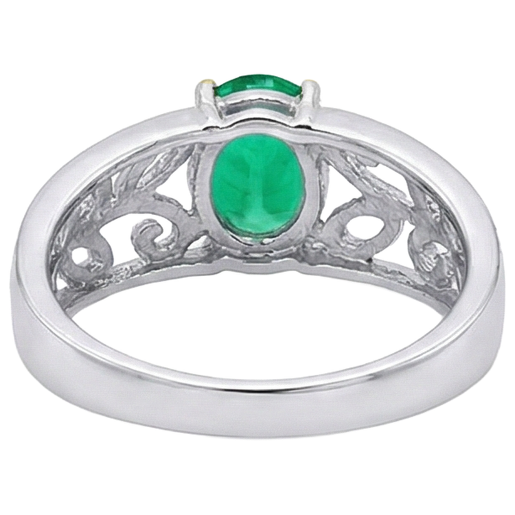 Bague Pierre de Couleur Or 14K Bicolore avec Émeraude Colombienne – vue arrière