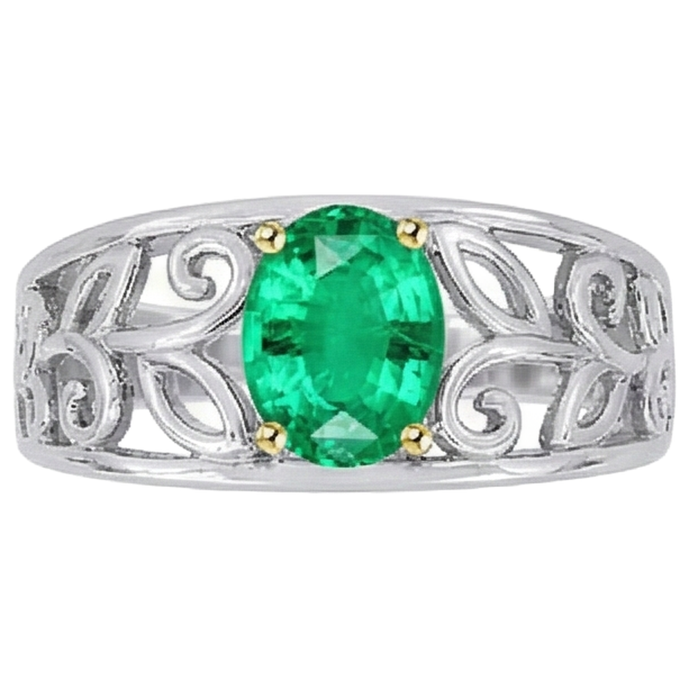 De luxe Émeraude Colombienne Bague Pierre de Couleur 2 carats – vue d'angle
