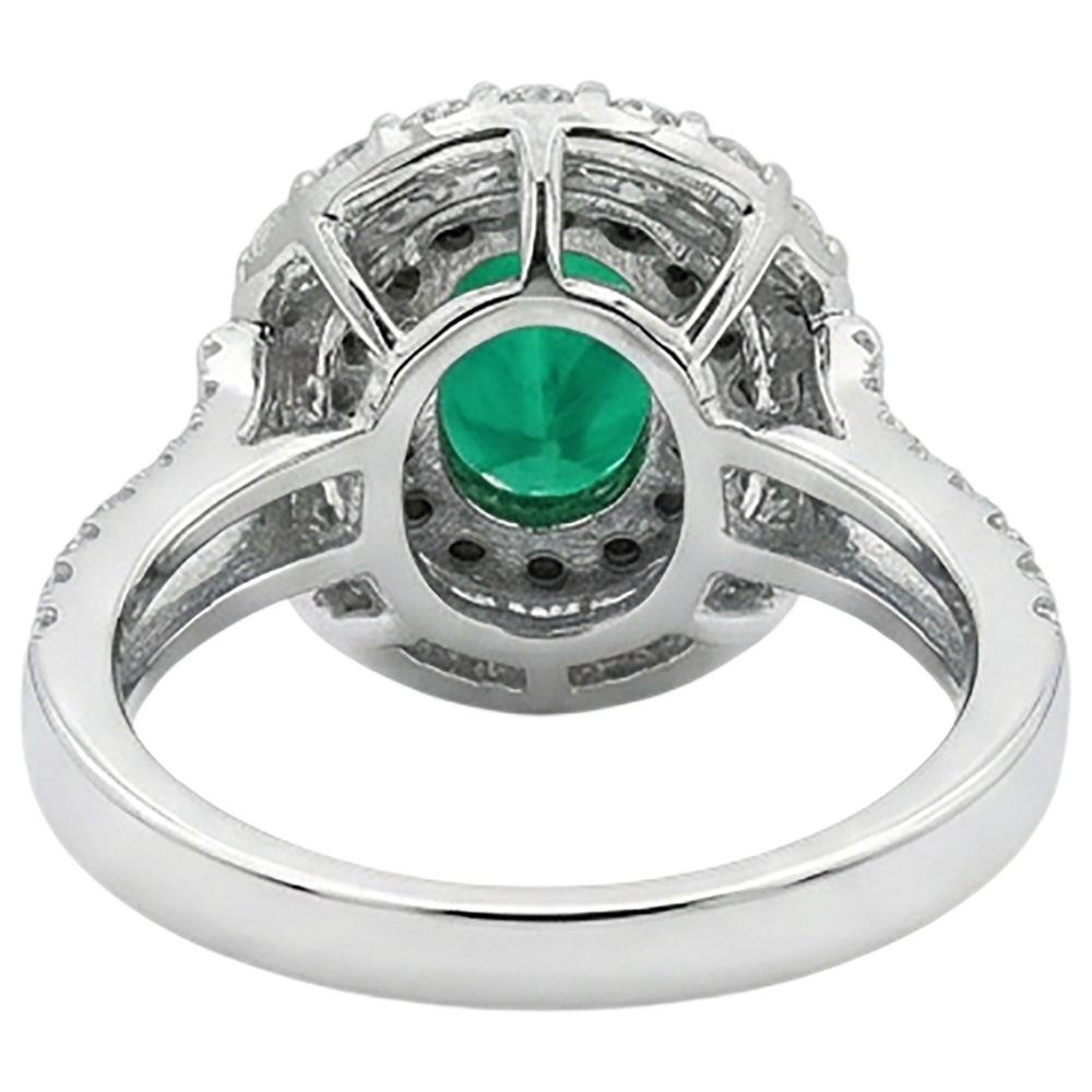 Bague avec Gemme 14K avec Émeraude Fine – vue détaillée