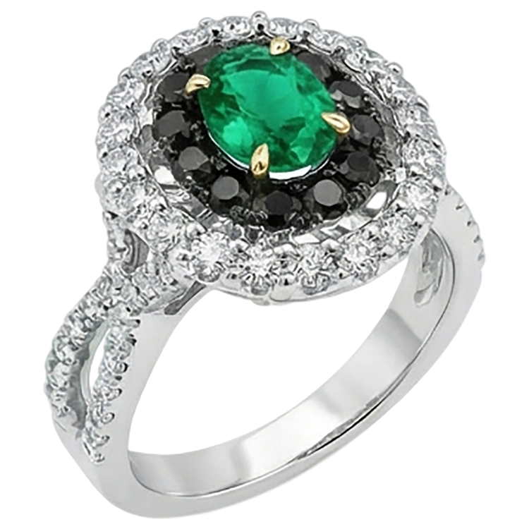 Émeraude Fine Taille Ovale Bague avec Gemme en 14K – vue de côté