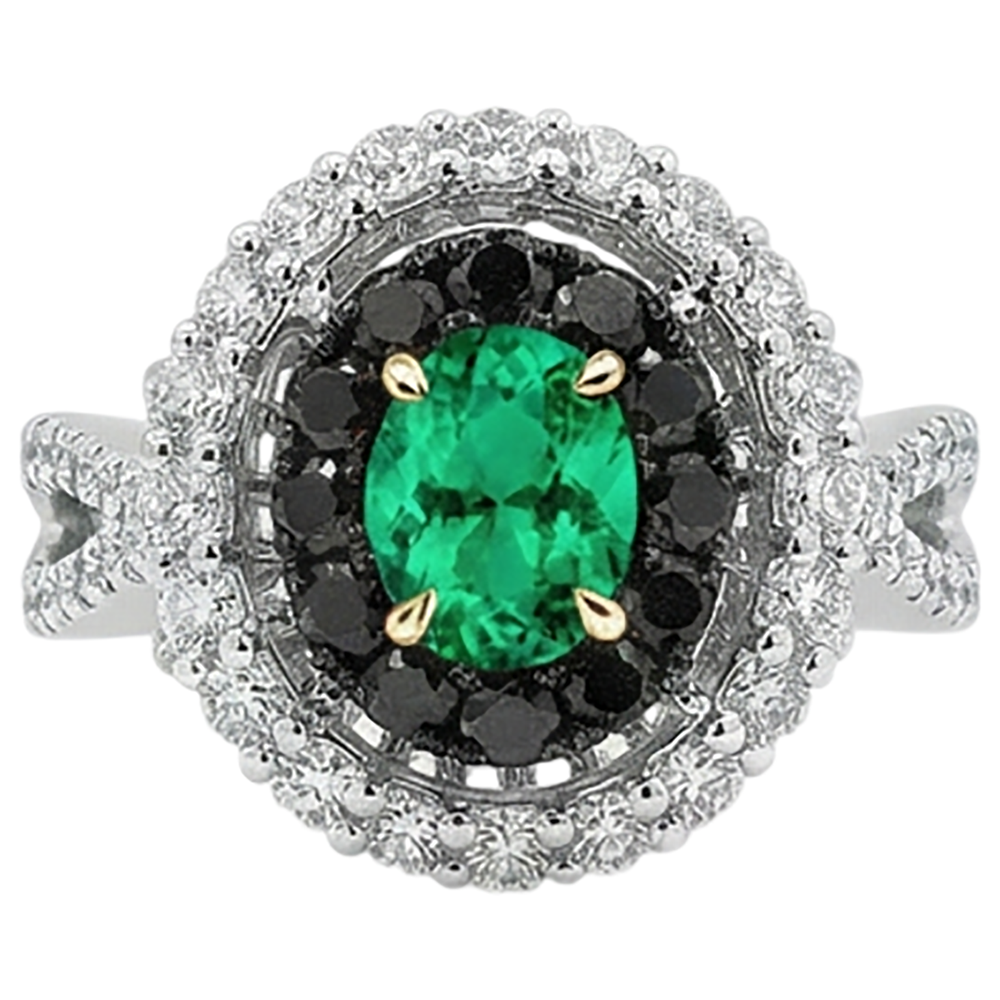 Émeraude Fine Bague avec Gemme – vue de face