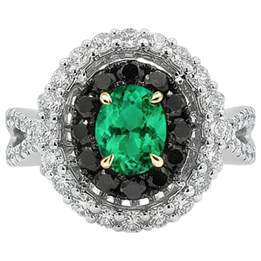 Émeraude Fine Bague avec Gemme – vue de face