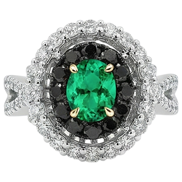 Émeraude Fine Bague avec Gemme – vue de face