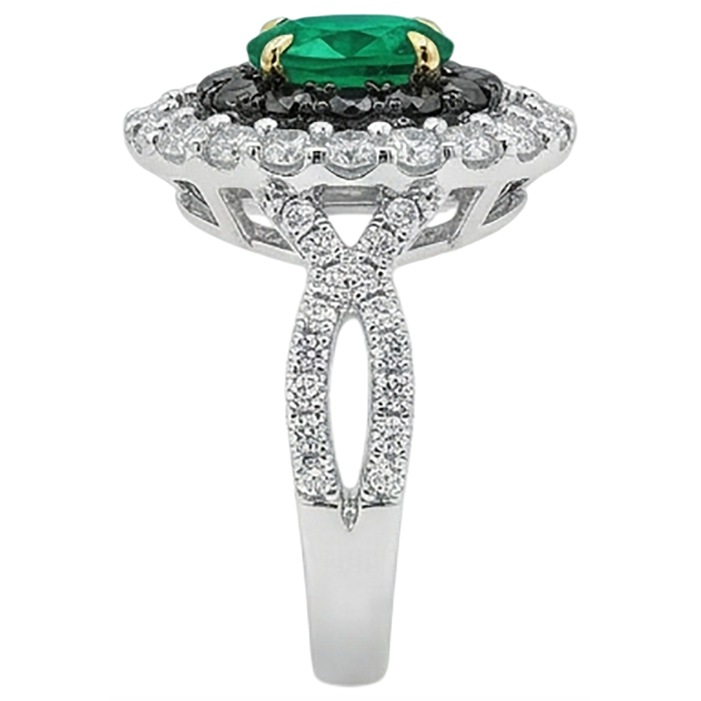 Émeraude Fine Bague avec Gemme 2 carats 14K – vue de profil