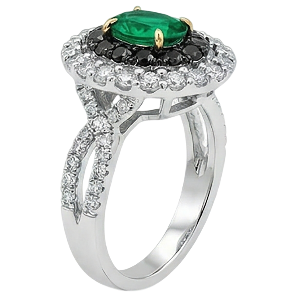 Émeraude Fine Bague avec Gemme – vue de dessus